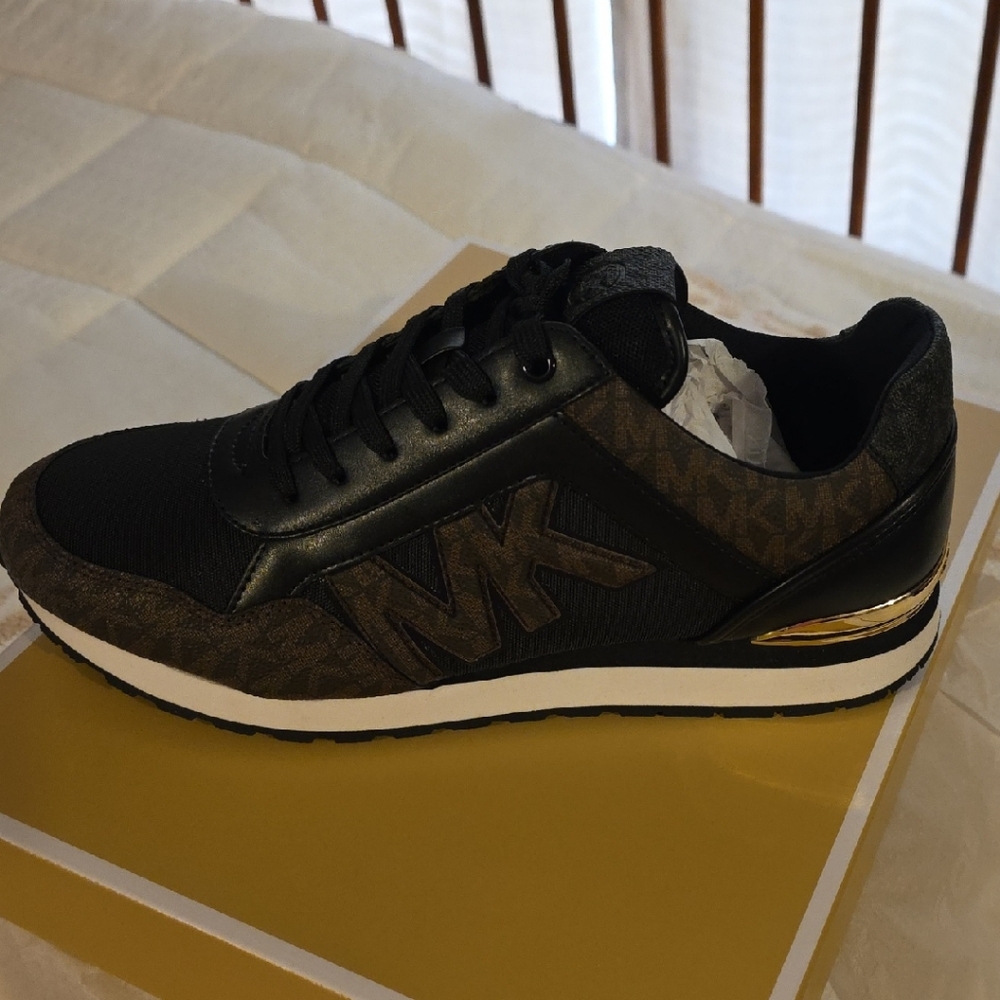 Michael Kors Brown and Black Maddy Trainers